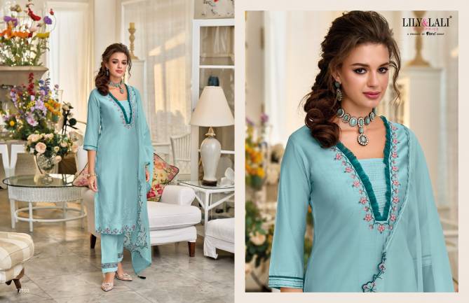Melange By Lily And Lali Silk Embroidery Kurti With Bottom Dupatta Wholesale Clothing Suppliers In India